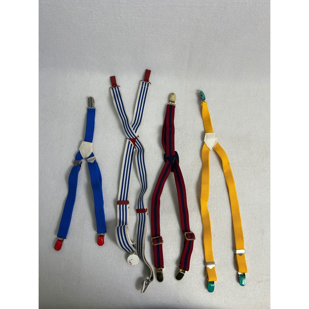 Preppy Dapper Kids Multicolor Striped Solid‎ Elastic Suspenders Lot 4